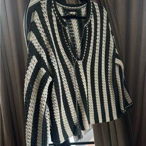 Massimo Dutti Black and White Striped Shrug